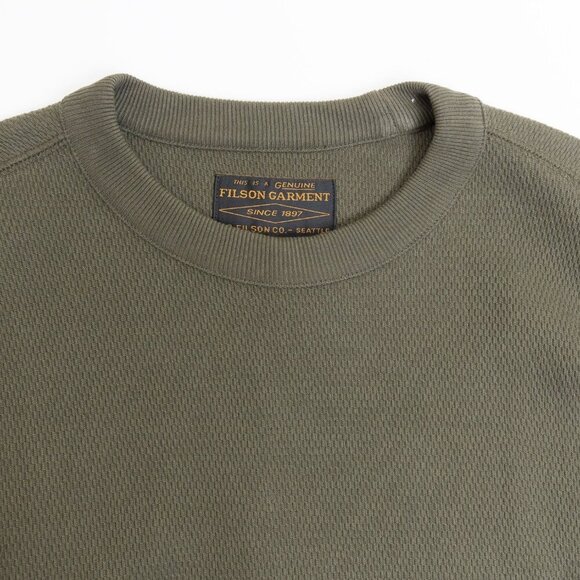 Filson Waffle Knit Thermal Crewneck Shirt Mens XS Long Sleeve Mossy Rock Green - Picture 4 of 16